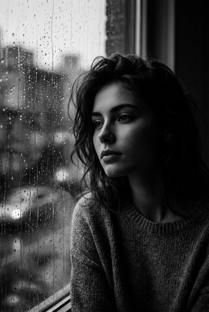 Cinematic Noir Window Portrait